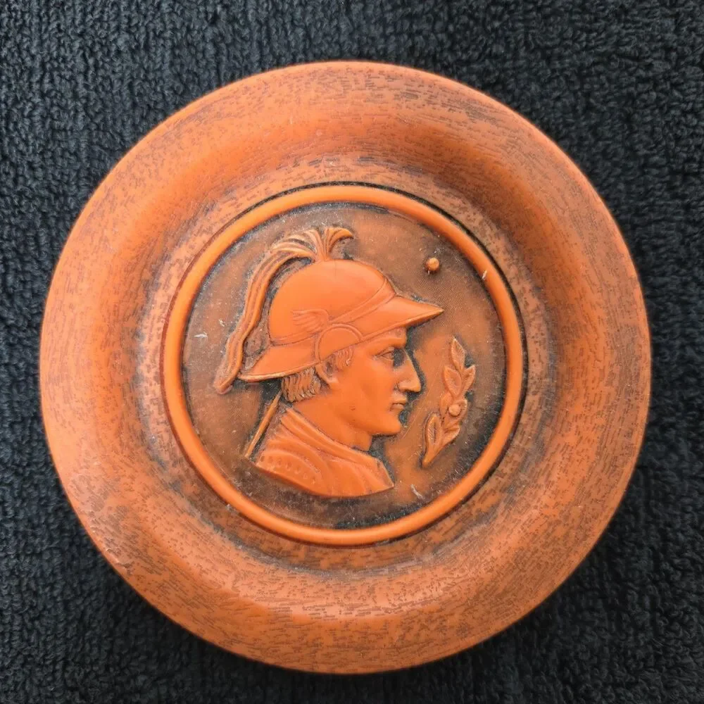 Vintage Mid-Century Greek Roman Mythological Faux Wood Coasters-Set of 6 Unique